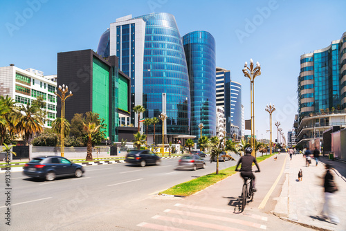 Vibrant Addis Ababa's skyline with sleek glass towers and ornate golden streetlights
