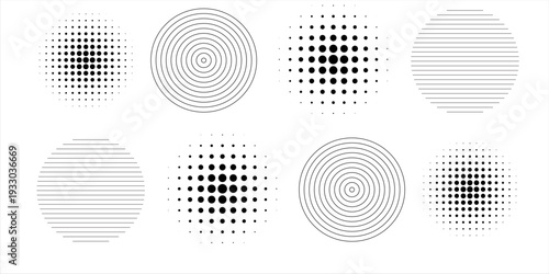Set of black halftone dots backgrounds.