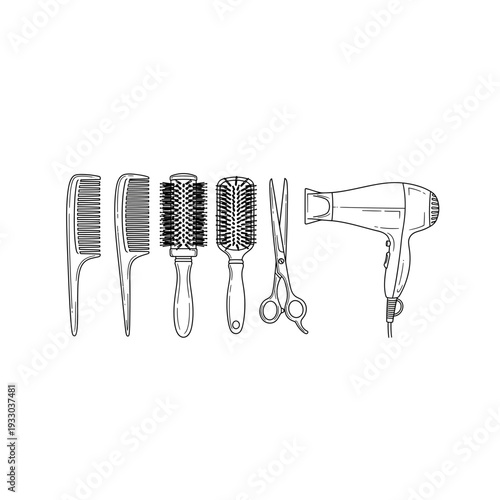 Hair Salon Tools: Professional Hairdresser Scissors, Combs, and Dryer