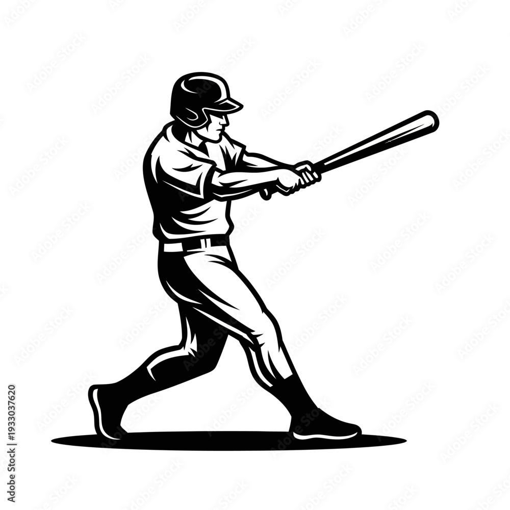 Obraz premium Baseball Player Swinging Bat Action Shot.