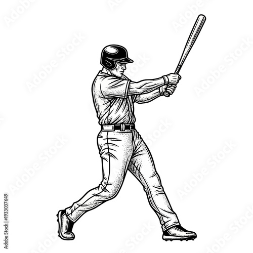 Baseball Player Swinging Bat Illustration.