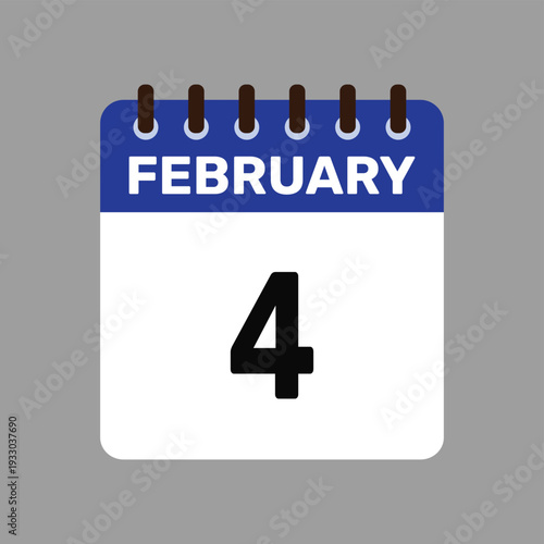 calendar with february 4 icon vector reminder for important deadlines and special events this autumn season