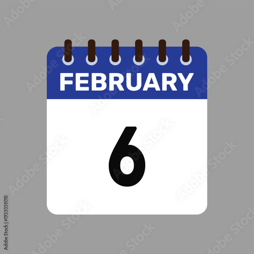 calendar with february 6 icon vector reminder for important deadlines and special events this autumn season