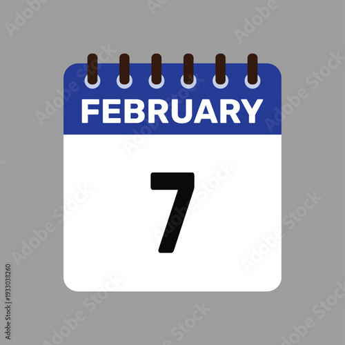 calendar with february 7 icon vector reminder for important deadlines and special events this autumn season