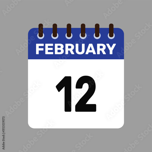 calendar with february 12 icon vector reminder for important deadlines and special events this autumn season