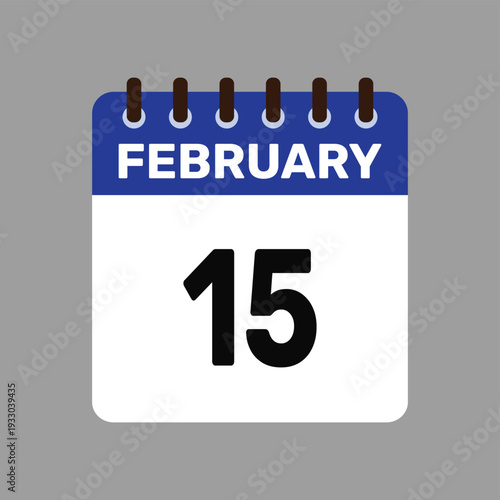 calendar with february 15 icon vector reminder for important deadlines and special events this autumn season