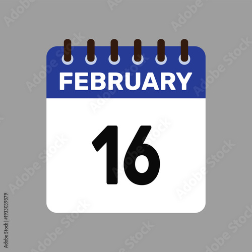calendar with february 16 icon vector reminder for important deadlines and special events this autumn season