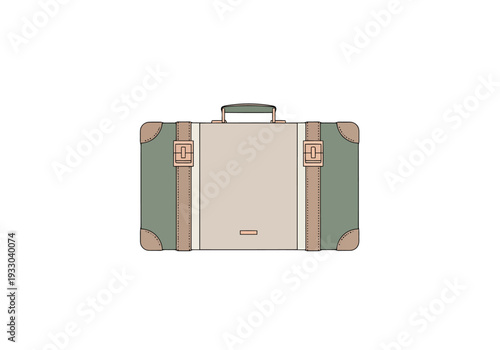 Vintage Luggage Style Travel Suitcase Closed Isolated On White Background For Journeys Adventure And Leisure