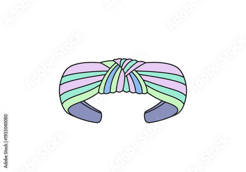Fashionable Armband Accessory with Pastel Striped Fabric and Knot Detail Isolated on White Background for Style and Design Concepts