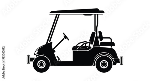 Black silhouette of a golf cart side view showcasing its simple design