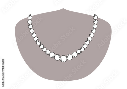 Elegant String of Graduated Pearls Adorns a Display Bust Creating Sophisticated Jewelry Presentation for Fashionable Accessories