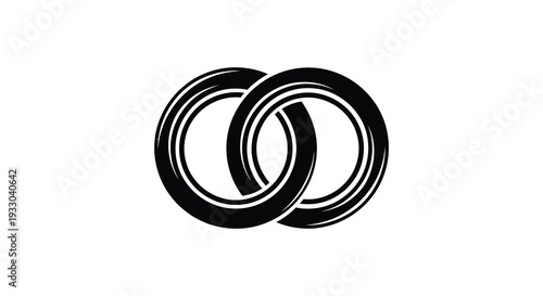Interlocking rings graphic in black and white symbolizing unity and connection