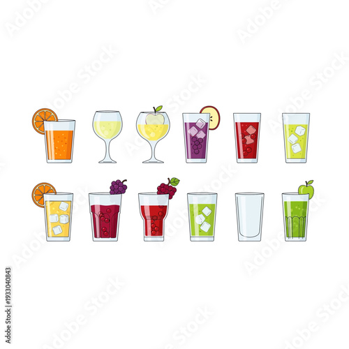 Assorted Colorful Drinks in Tall Glasses