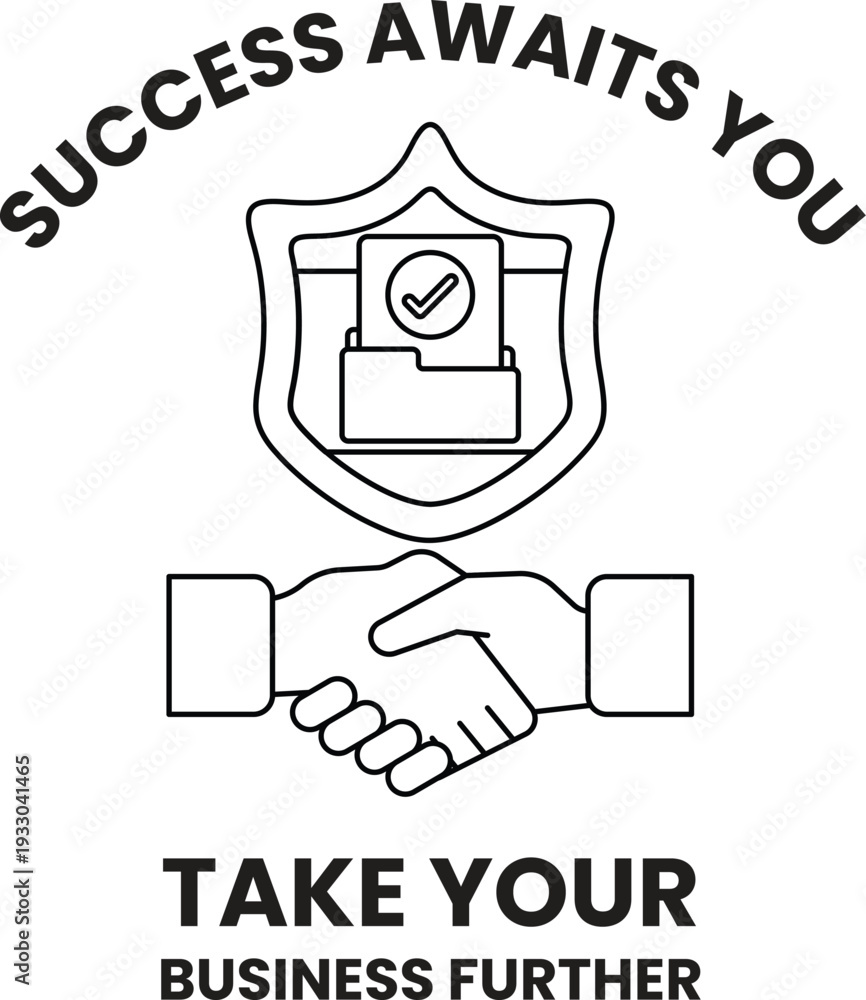 Fototapeta premium A white and black image of two hands shaking with the words 