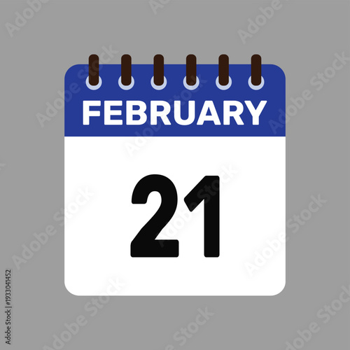 calendar with february 21 icon vector reminder for important deadlines and special events this autumn season