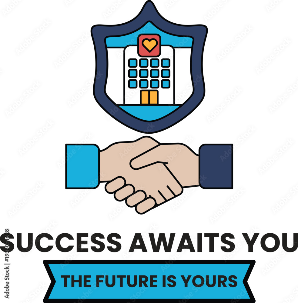 Fototapeta premium A white logo with a handshake between two hands