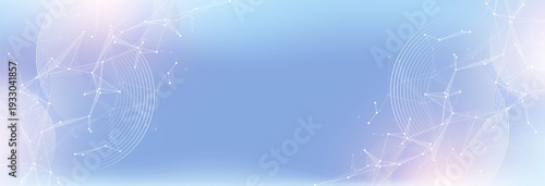 Abstract tech network connection dots. Digital background and big data technology. Blue background with plexus lines effect. Geometric background with abstract mesh.