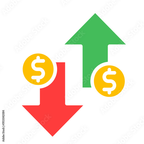 Volatility Icon – Multicolor icon representing market fluctuations and uncertainty