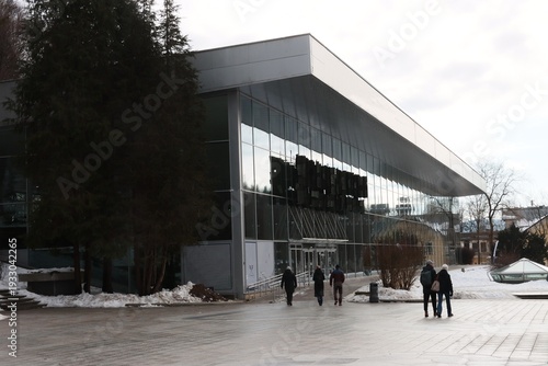 cityscapes of Krynica ressort in winter season