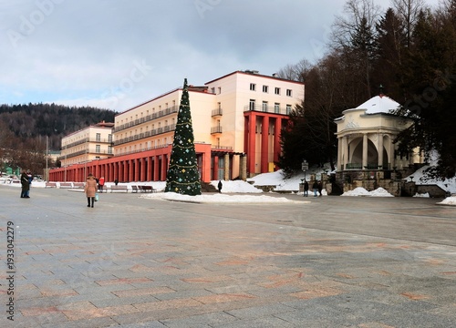 cityscapes of Krynica ressort in winter season