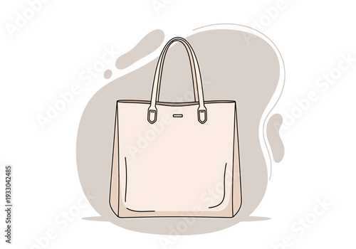 Fashionable Beige Tote Bag Accessory For Everyday Use Minimalist Style Apparel Handbag With Handles Simple Clean Design Isolated