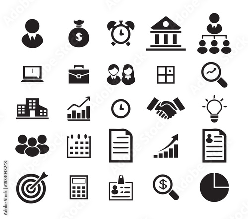 Professional Business and Finance Vector Icons for Management, Growth, and Strategy
