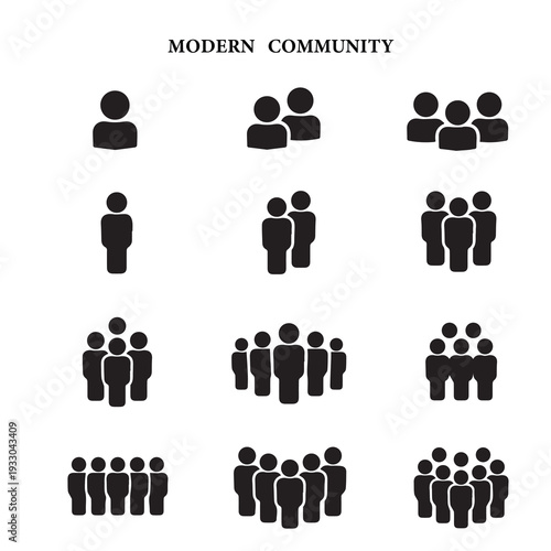 Set of Minimalist People and Human Figure Icons for Web and App UI