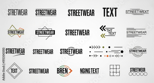 Collection of Streetwear Text Designs and Logos for Fashion Branding.