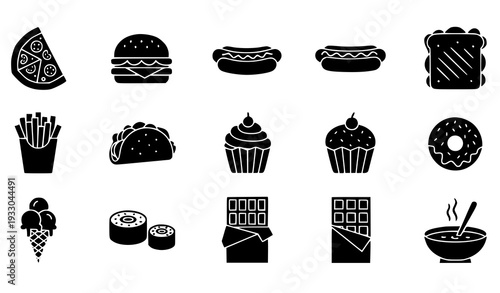 Minimal Black Culinary and Food Glyph Icons