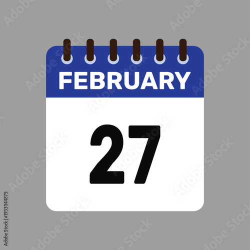 calendar with february 27 icon vector reminder for important deadlines and special events this autumn season