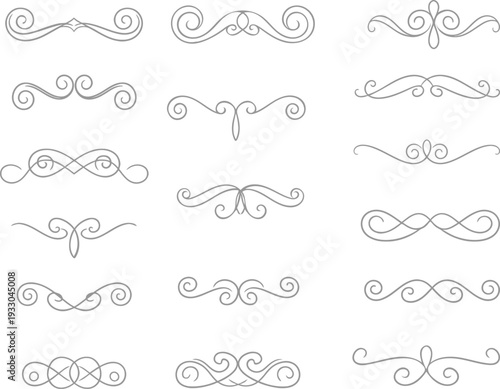 Collection of 20 elegant hand drawn swirl and curl line art designs