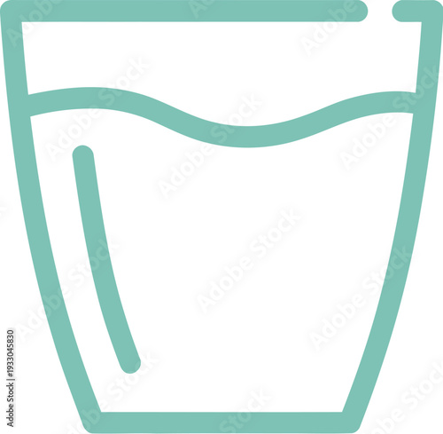 Simple illustration of a glass with water from a straightforward viewpoint