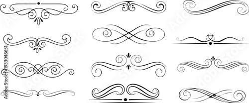 Collection of 12 unique ornate scrollwork designs and patterns