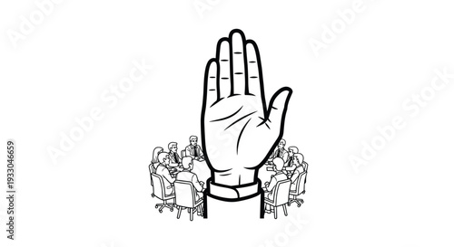 Business Meeting Hand Raising Decision Authority Leadership