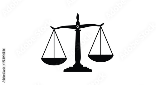 A striking black depiction of scales symbolizing justice and balance presented as a bold silhouette high quality professional detailed