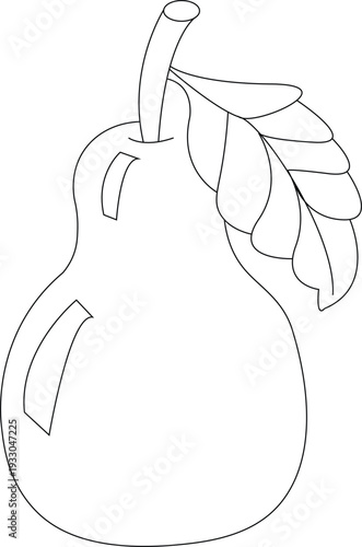 Etching pear. Wonderful sketch pears with leaves on a white background.