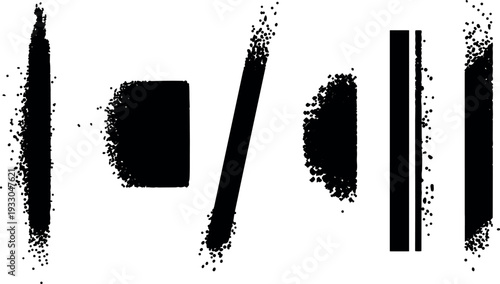 Grunge brush splatter vector strokes set black ink texture collection for distressed backgrounds and graphic design high resolution seamless elements