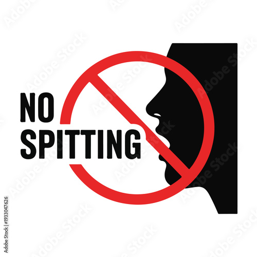 No Spitting Sign Prohibition Symbol with Human Silhouette