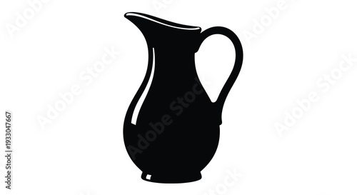 A striking black silhouette depicts a classic pitcher with a curved spout and handle creating a bold statement silhouette