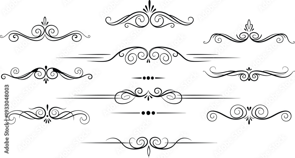 Fototapeta premium Collection of ornate and elegant decorative border designs and flourishes