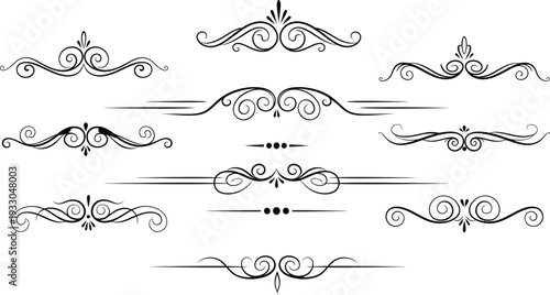 Collection of ornate and elegant decorative border designs and flourishes