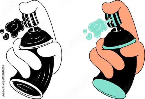 Perfume Spray Bottle in Hand – Fragrance Cosmetic Vector Illustration