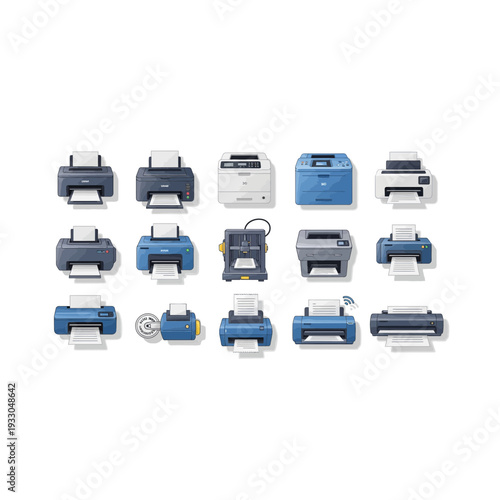 Professional Office Printer and Multi-Function Device Icons