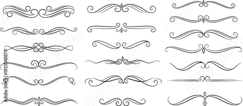 Collection of ornate swirling line designs and decorative borders for artistic and creative projects
