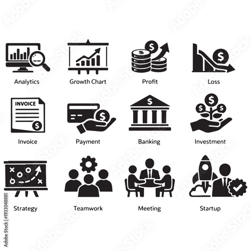 Financial Growth, Investment & Management Icons