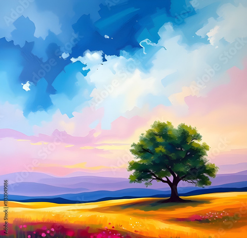 autumn, fall, landscape, trees, tree, sky, oil, painting, artwork, art, nature, forest, foliage, leaves, leaf, golden, orange, yellow, red, brown, seasonal, season, calm, peaceful, serene, horizon, cl