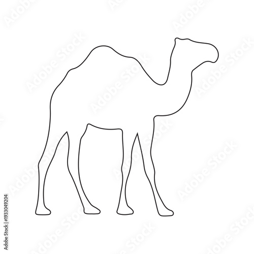 Camel Silhouette Line Art Vector Illustration Design.