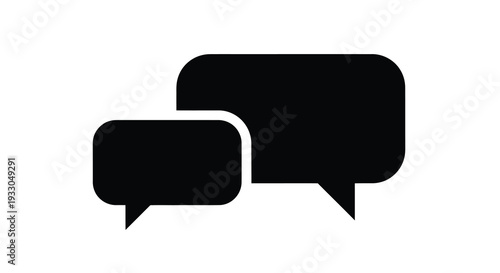 Two overlapping black speech bubbles create a minimalist graphic design emphasizing communication and dialogue silhouette high quality professional detailed