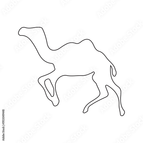 Camel Silhouette Line Art Vector Illustration Design.