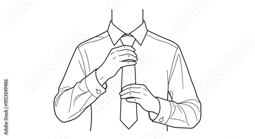 Man Tying Necktie Business Professional Attire Formal Event Preparation
